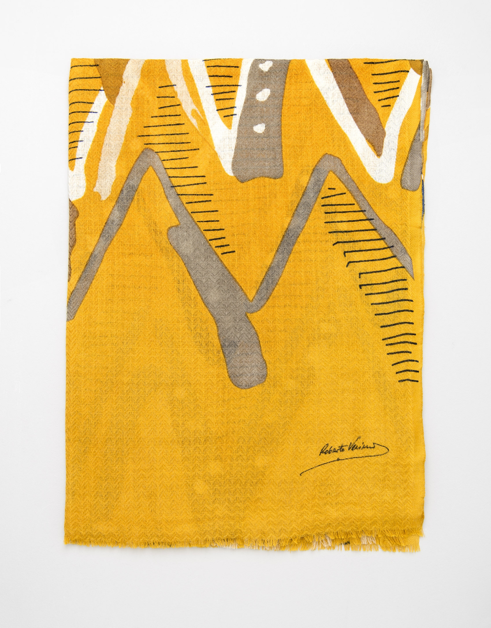 Mustard geometric print scarf