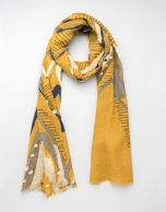 Mustard geometric print scarf