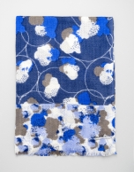 Blue floral print wool scarf