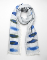 Foulard lana gris motivos azules