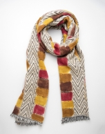 Orange and yellow geometric print wool scarf