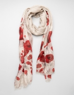 Red floral wool and silk scarf