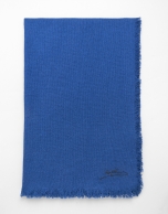 Blue wool, silk and cashmere scarf