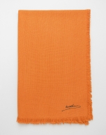 Orange wool, silk and cashmere scarf