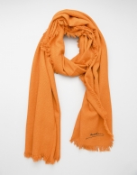 Orange wool, silk and cashmere scarf