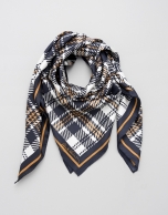 Brown checked silk scarf