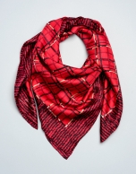 Red checked silk scarf