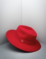 Red wool fedora hat