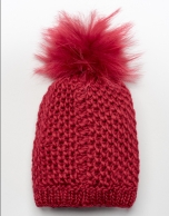 Red wool cap with pompom