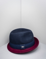 Blue and burgundy Borsalino hat