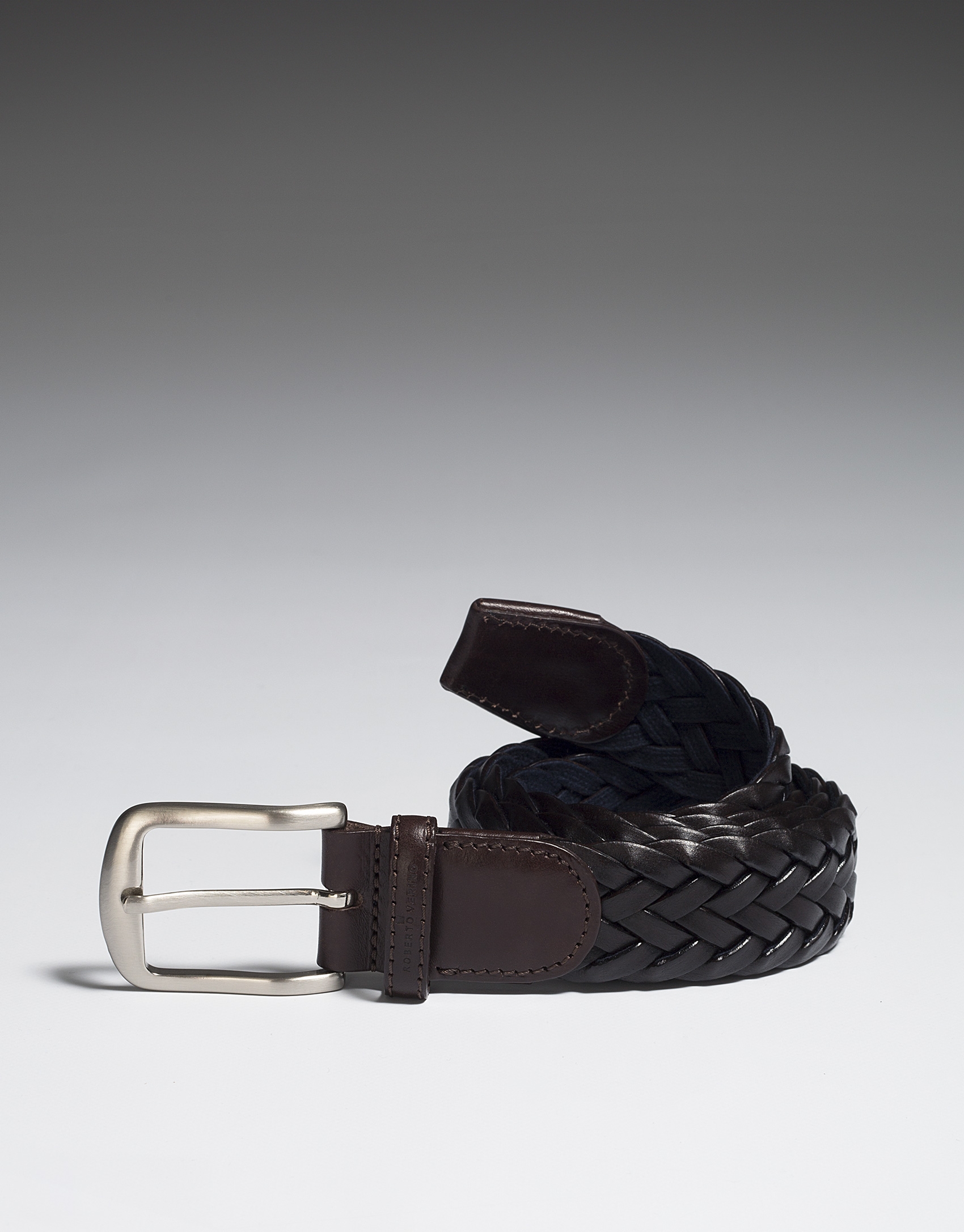 Brown braided leather belt