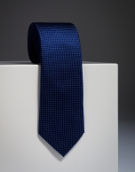 Blue silk tie with light blue microdots