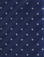 Navy blue silk tie with ivory dots