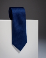 Navy blue herringbone silk tie