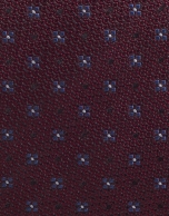 Maroon silk tie with blue flowers