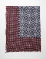 Blue circle and maroon dot scarf