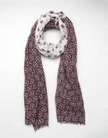 Maroon / ivory floral print scarf