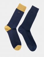 Pack of navy blue checked and dotted socks