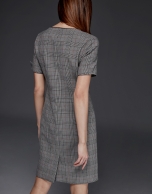 Gray checked, short-sleeved dress