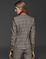 Red double-breasted glen plaid jacket