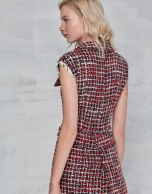 Red tweed shirtwaist dress