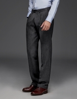 Mélange gray wool pants with darts