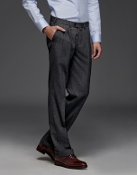 Mélange gray wool pants with darts