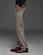 Red/Beige glen plaid pants with darts