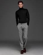 Gray glen plaid pants with darts