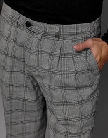 Gray glen plaid pants with darts