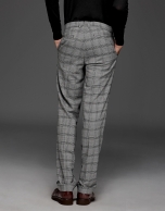 Gray glen plaid pants with darts