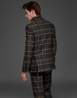 Gray/beige glen plaid double-breasted suit