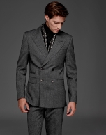 Gray wool double-breasted suit