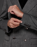 Gray wool double-breasted suit