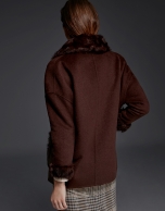 Brown double-faced parka with fur collar