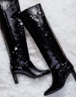 Black leather Chagall high heeled boots