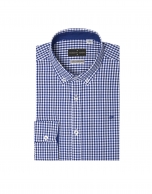 Navy blue Vichy shirt with white design