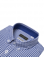 Navy blue Vichy shirt with white design