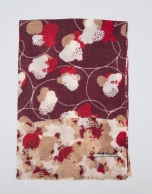 Red floral print wool scarf