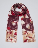 Foulard lana rojo estampado flores