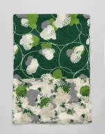 Green floral print wool scarf