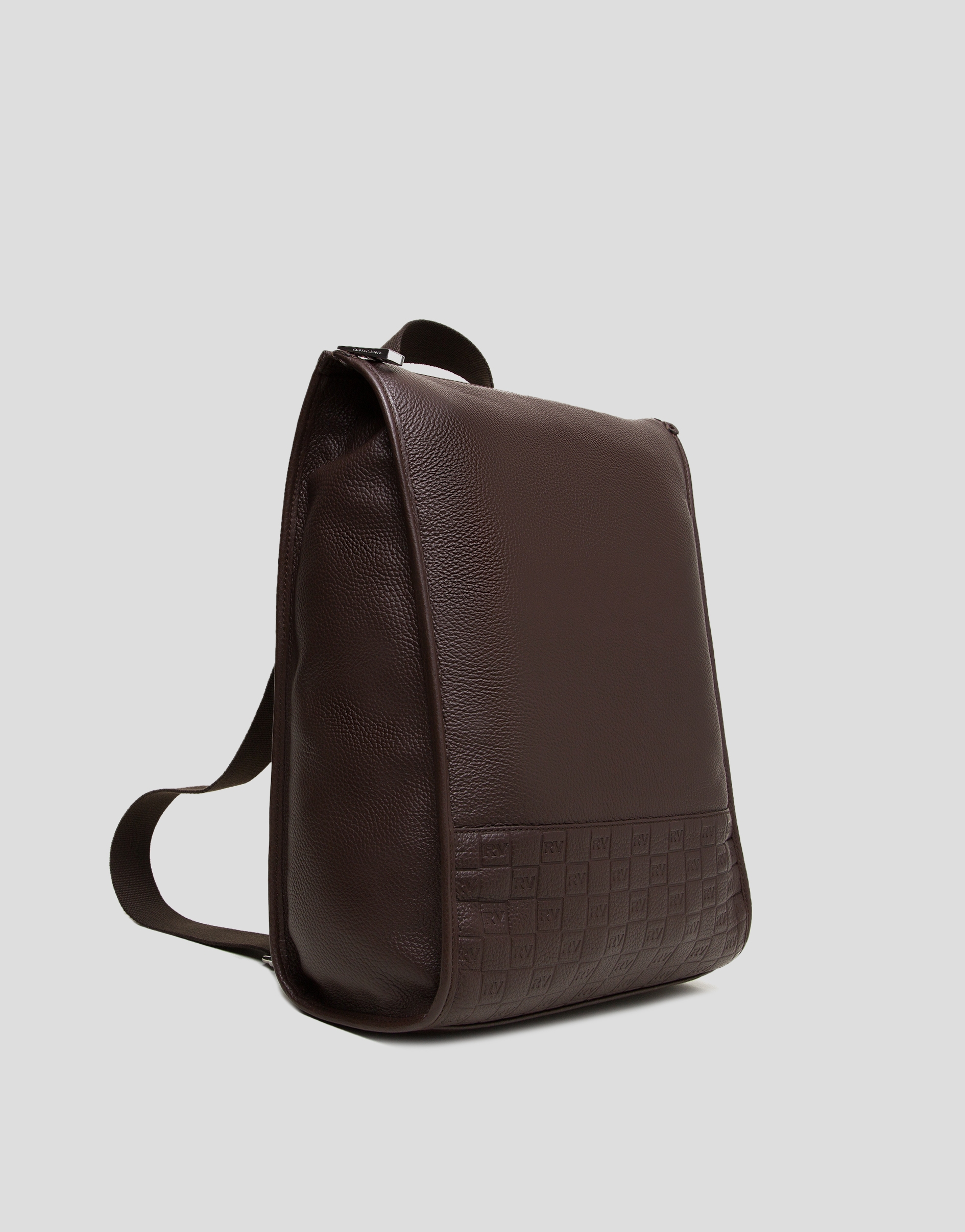 Men's brown leather backpack