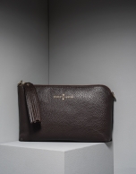 Brown leather Lisa nano Clutch 