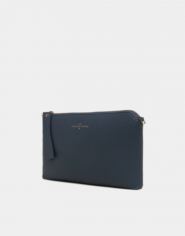 Navy blue leather Lisa Clutch 
