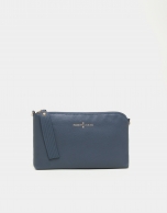 Navy blue leather Lisa nano Clutch 