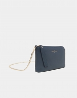 Navy blue leather Lisa nano Clutch 