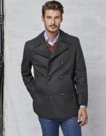 Gray wool three-quarter coat