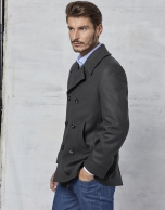 Gray wool three-quarter coat