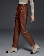 Beige leather pants