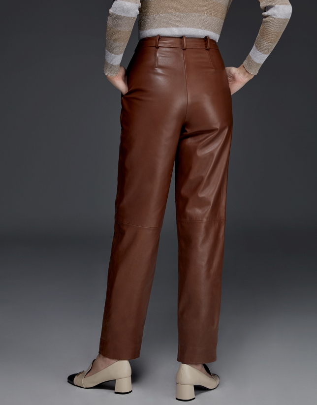 Beige leather pants - Woman - AW2017